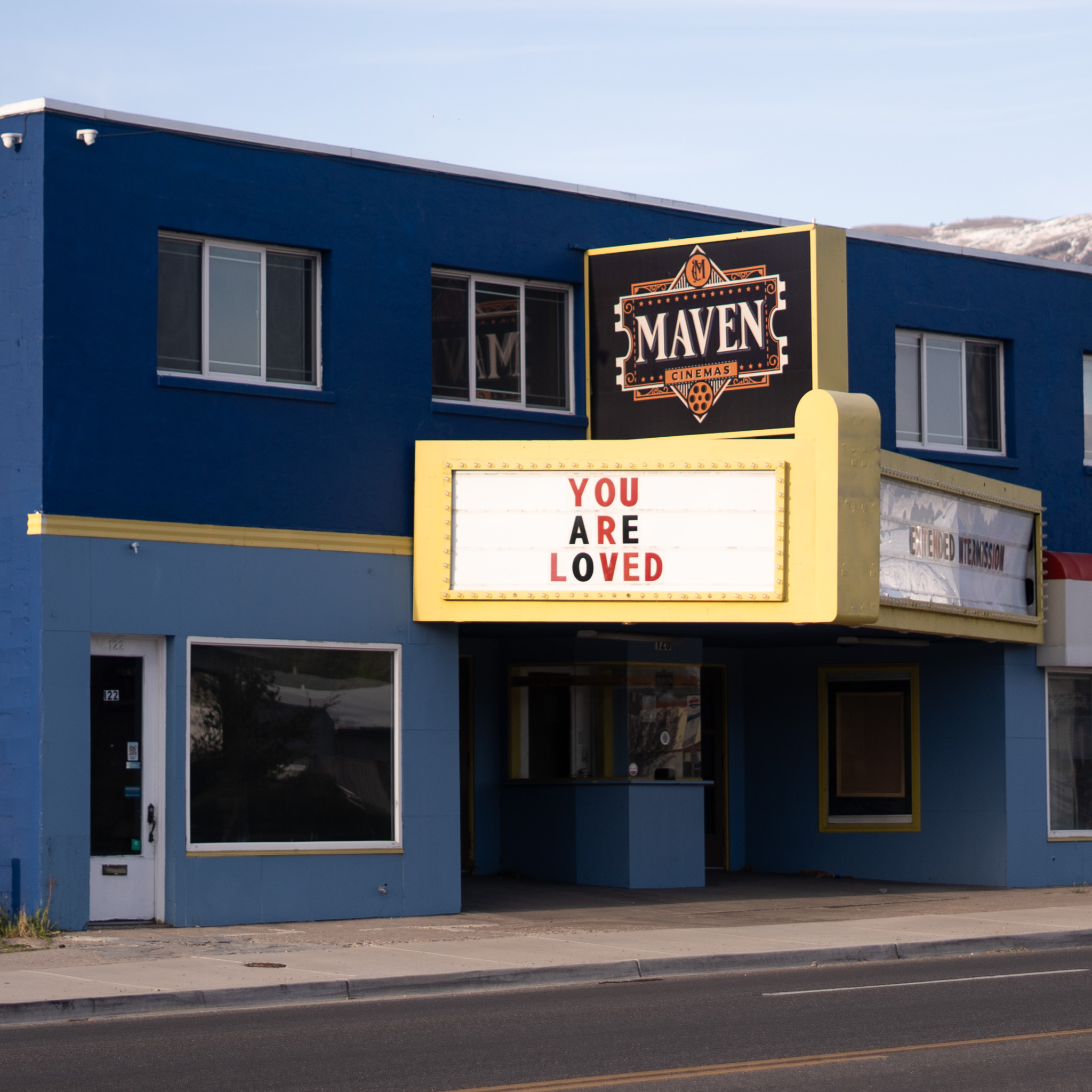 A theater marquis saying "You Are Loved"